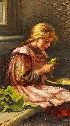 Giacinto Diano Girl cleaining lettuce France oil painting artist
